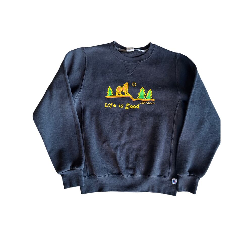 Vintage Life is Good SRV Staff Camp Russell Athletic S Black Crewneck Sweatshirt